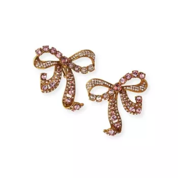 Bow Earrings in gold and crystal
